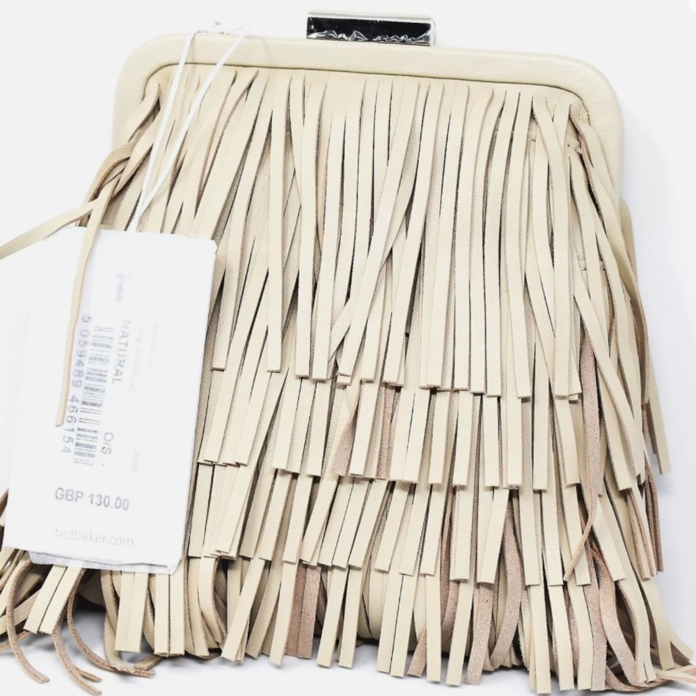 Ted Baker KATILAN Fring tassel evening bag Natural Colour